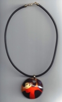 Toulouse Lautrec Murano Glass Pendant  & Cord Necklace